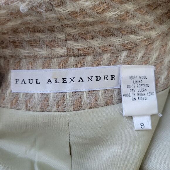 Paul Alexander Wool Cream and Brown Blazer Cardigan Size 8 - Picture 9 of 9